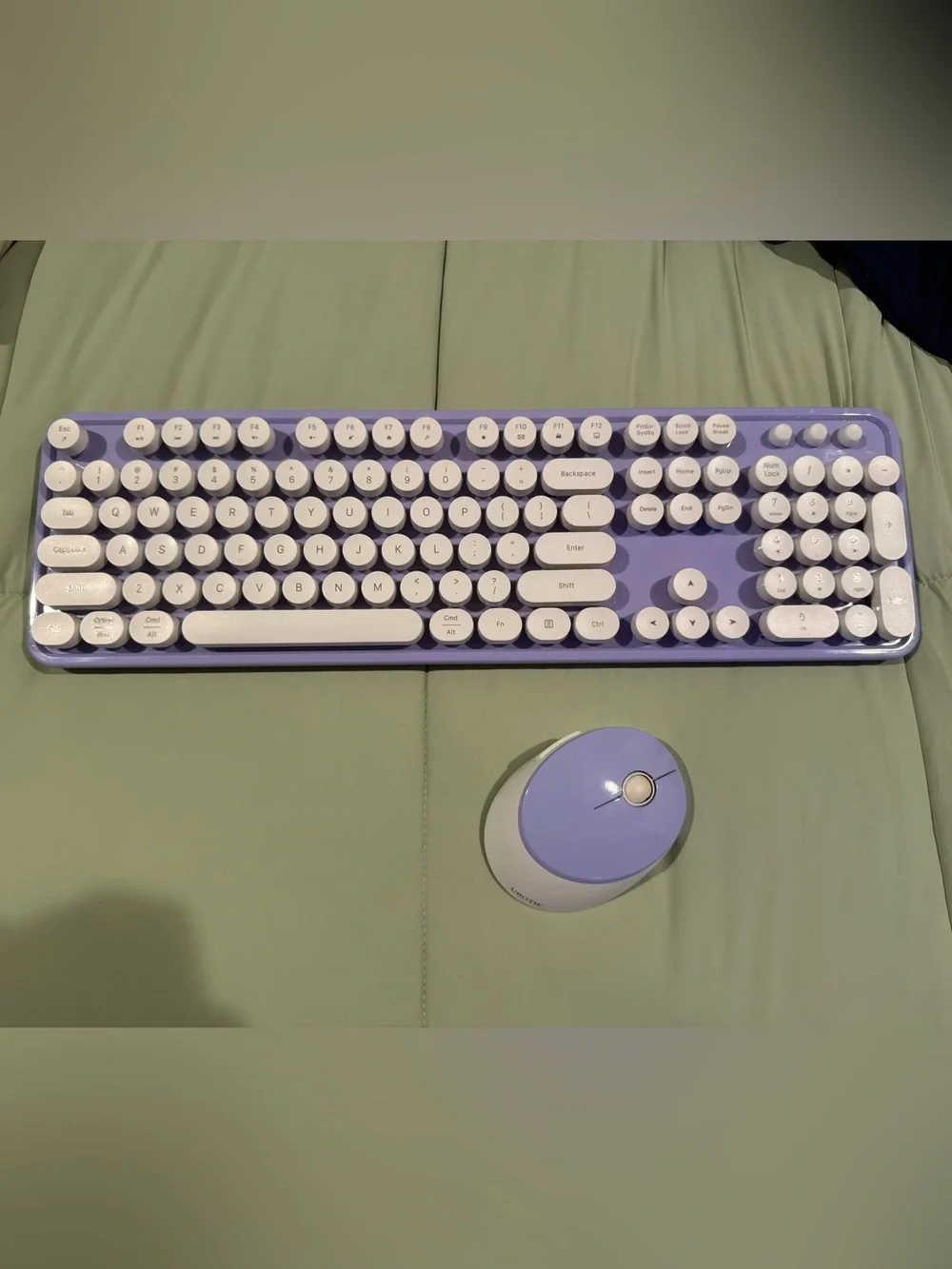 Lavender Retro Typewriter Wireless Keyboard and Mouse